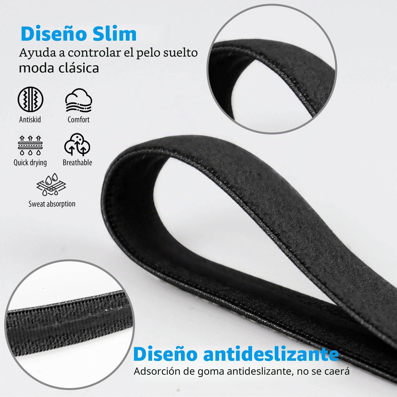 Blooms Cinta Pelo Deporte, 6 Piezas Cintas Pelo Mujer Hombre y Niños Deportivas Diadema Elastica Antideslizante Cintas Pelo Deportivas para Yoga Jogging Correr Futbol