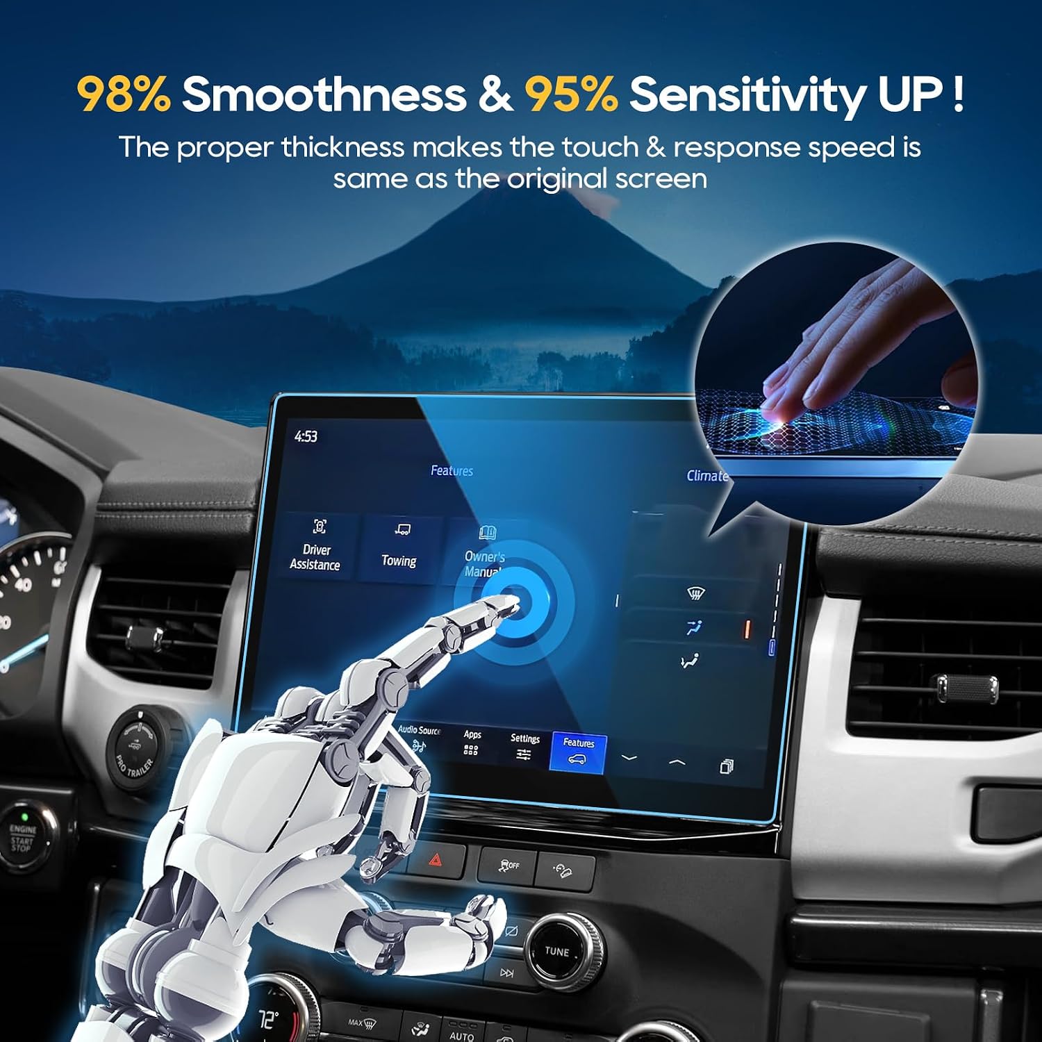 For 2024 Ford Expedition Screen Protector - 2022-2024 Expedition (XL STX/XLT/Limited/Timberline) 12 Inch Touchscreen [HD Glass] 2022-2024 Expedition Accessories Anti-Fingerprint 9H Tempered Glass