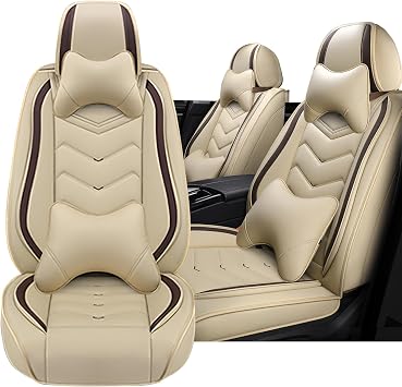 Car Seat Cover for Toyota Grand Highlander 2024-2025,Drivers Seat Covers,Non-Slip Waterproof seat Cover,Wear-Resistant Nappa Leather car seat Covers.Luxury 2 Seats/Beign