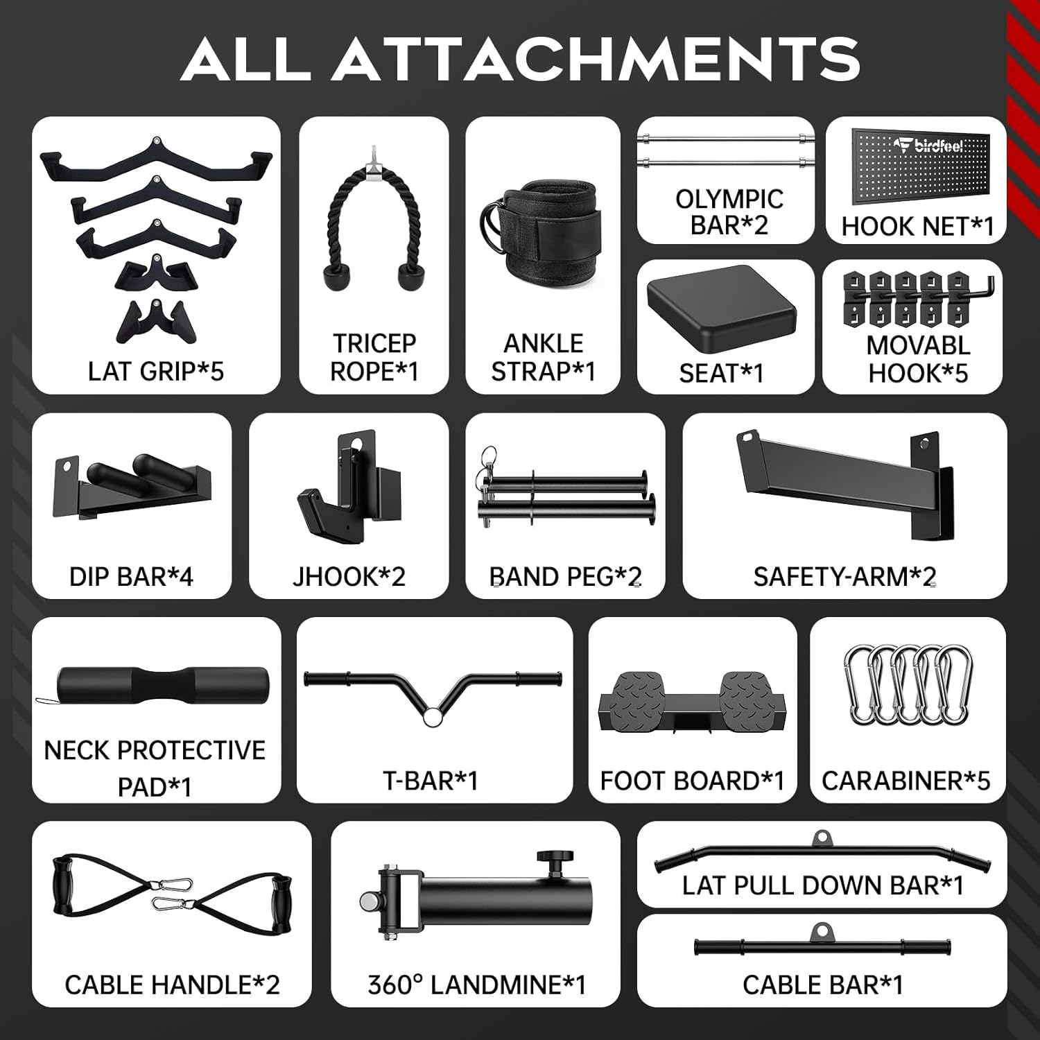 Multi-Function 2000LB Smith Machine Power Cage, Home Gym Squat Rack Featuring LAT Pulldown, Dual Pulley Cable Crossover, Pegboard and Attachments, Gym-Quality Power Rack