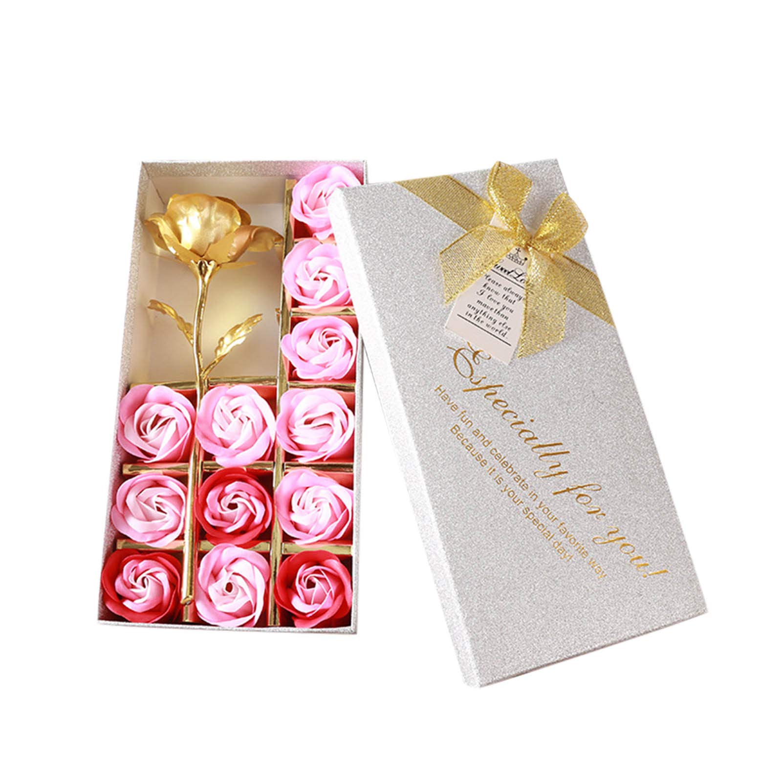 Cocila Valentines Gifts for Him/Her 1/5/7/10pcs Artificial Rose Flower with Box Wedding Festival Anniversary Girlfriend Romantic Gift Valentines Decorations