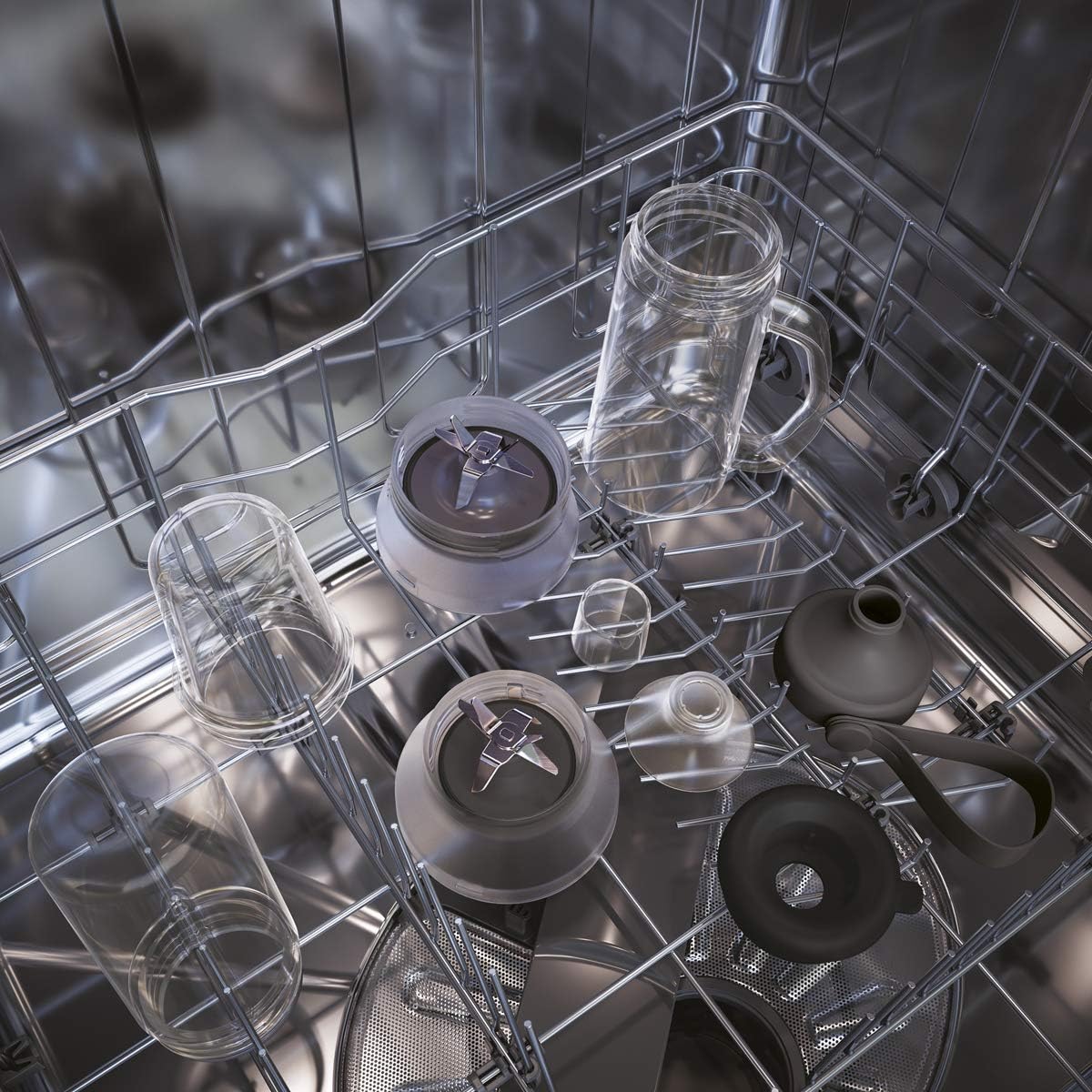 AEG CB7-1-8MTM Compact Blender (2 Levels, 2 Recipe Programmes, Pulse Function, Includes Accessories, LED Backlit Buttons, 6-Blade Stainless Steel Knife, 0.6 Litre Tritan Jug, Grey)