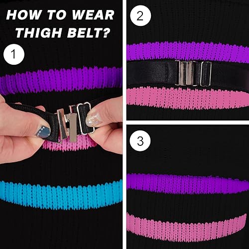 Miniatura 3 de Calcetines altos hasta el muslo para mujer de talla grande para muslos gruesos, calcetines extra largos a rayas gruesos sobre la rodilla, calcetines