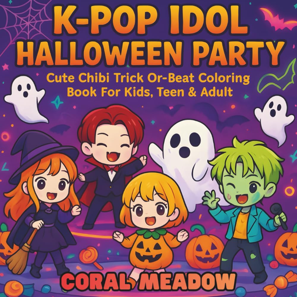 K-Pop Idol Halloween Party: Cute Chibi Trick Or-Beat Coloring Book For Kids, Teen & Adult. (K-POP Creation Hub)