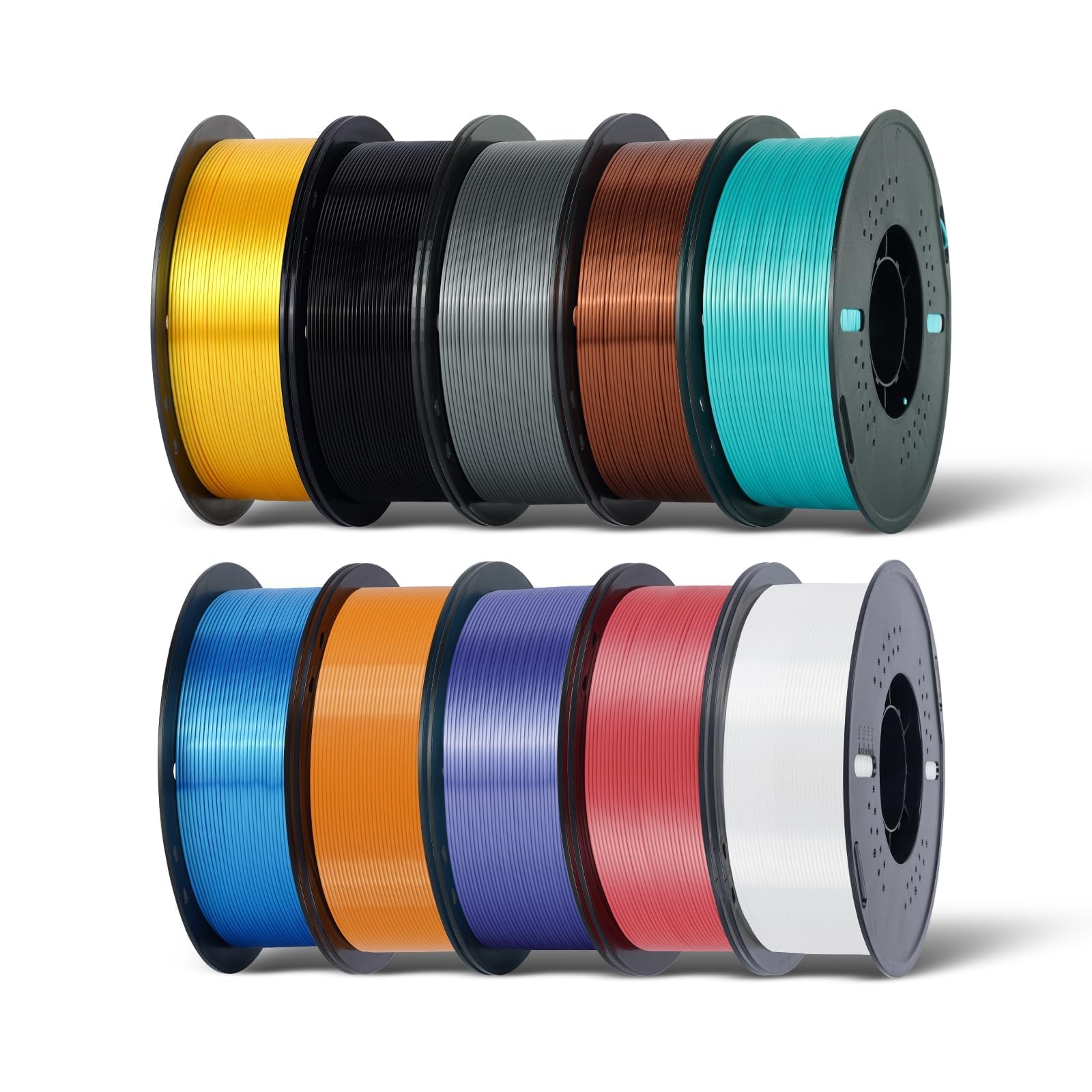 Kingroon Silk PLA Filament Bundle 10kg, 3D Printer Filament 1.75mm | 10 Assorted Colors, Silk Luster &amp; Invisible Layering, Dimensional Accuracy +/- 0.02mm, Low Warp &amp; Clog-Free, Fits Most FDM
