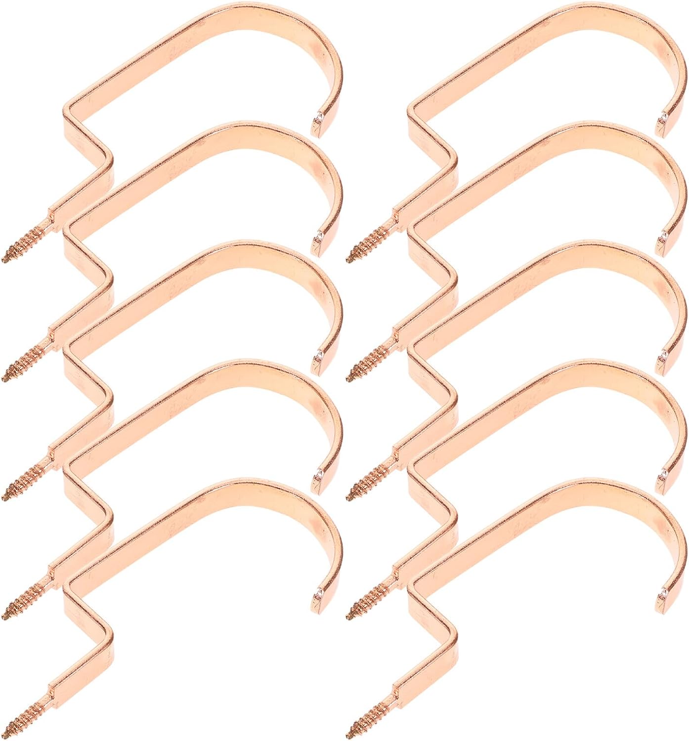 Luxshiny 10pcs Rose Gold Utility Hooks for Hanging Clothes, Extended 10cm Flat Metal Wardrobe Hooks for Entryway Coat Rack and Closet Organization