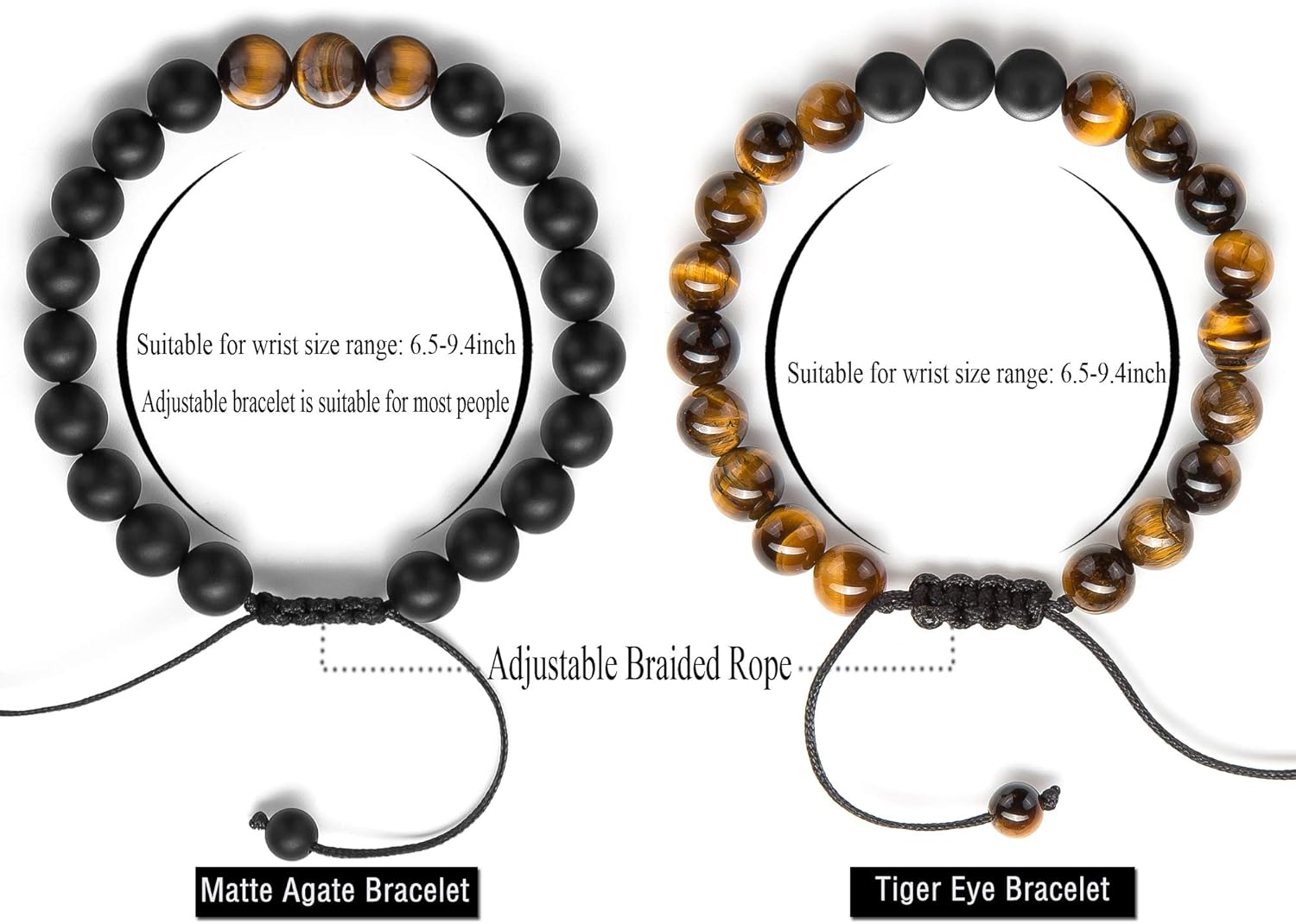 Hamoery Men Women 8mm Tiger Eye Stone Beads Bracelet Elastic Natural Stone Yoga Bracelet Bangle - Image 3