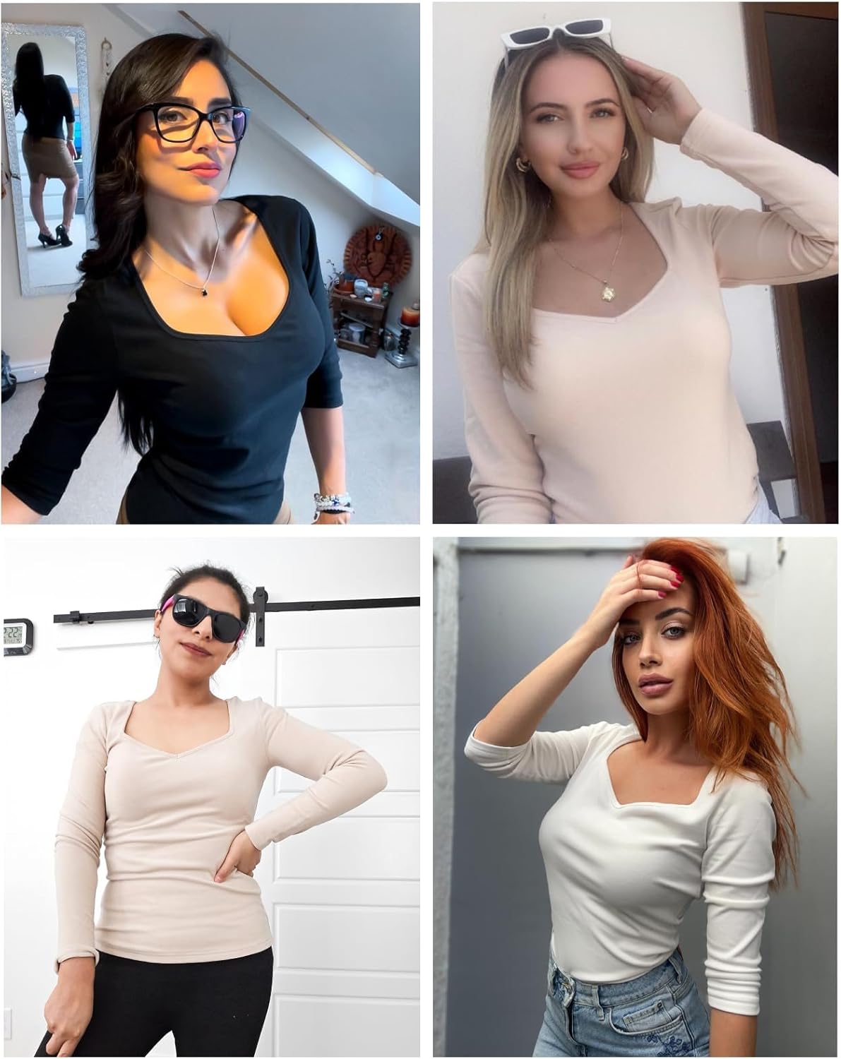 Thermal Shirts for Women Fleece Lined Top Thermal Sweetheart Neckline Top Undershirt Underwear Winter Cold Weather - Image 2