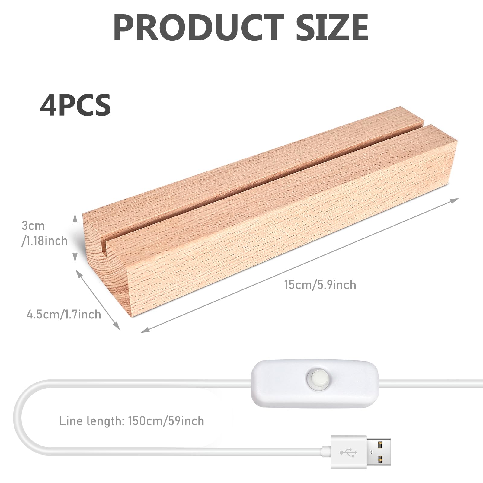 4 Pezzi LED Luci Display Base, Base di Visualizzazione per Luci a LED, Base Rettangolare con Led per Lastra in Acrilico, Lastra in Cristallo (Lunghezza 15 cm, Bianco Caldo)