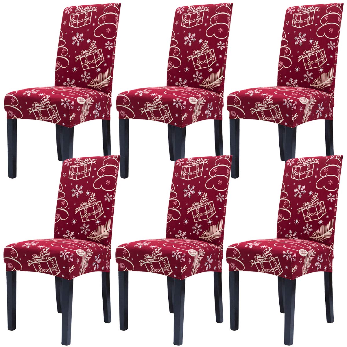Topchances Dining Chair Covers Set of 4 or 6,Stretch Removable Washable Dining Room Chair Slipcovers,for Hotel Banquet Dining Room Kitchen Wedding Party Chair Cover Protector(Style 10,6 Pieces)