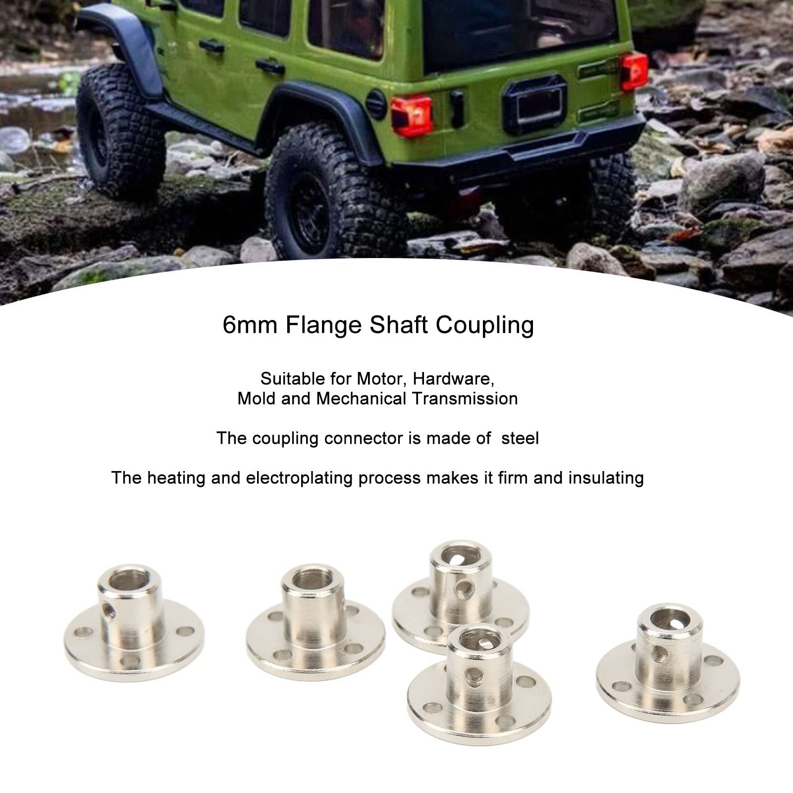 5Pcs 6mm Flange Shaft Coupling, Flange Coupling Connector, Rigid Guide Model Coupler Accessory Shaft Axis Fittings for DIY RC Model Motors Inner Diameter 6mm