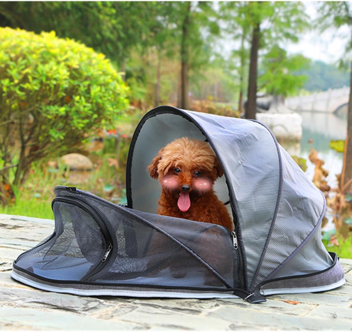 Pet Tent for Dogs and Cats Portable Breathable Carrier Mat Outdoor Mesh Cloth House for Travel Grey Water-Resistant Design for Indoor and Outdoor Use