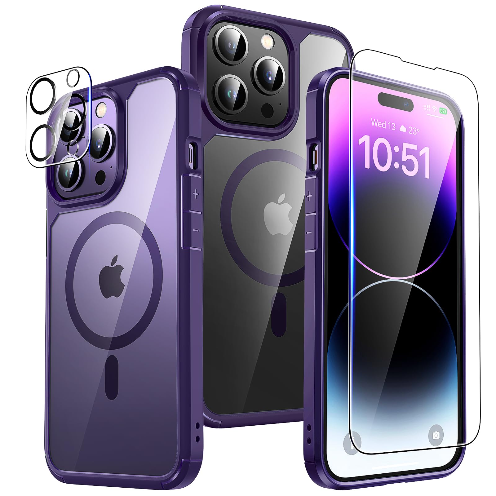 TAURI Funda para iPhone 13/iPhone 14, Compatible con MagSafe [No amarillea] con Vidrio Templado, Carcasa Nueva para iPhone 13/iPhone 14,Funda Ultra Fina antichoque - Transparente — view 100