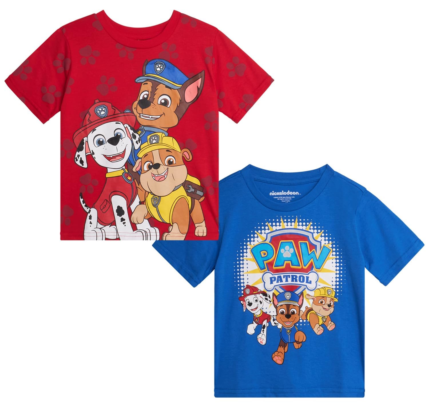 Nickelodeon Kleinkind Jungen Graphic Tees - 2er-Pack Paw Patrol Chase Marshall Kurzarm Grafik T-Shirts für Jungen (Größen 2T-7)