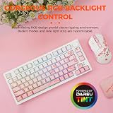 DAREU EK75PRO Sakura Pink Wireless Mechanical Gaming Keyboard,75% Hot Swap Creamy Keyboard with Knob,RGB Backlit,Gasket Custom Structure,Side Printed PBT Keycaps,2.4Ghz/BT5.1/USB-C, for Win/MAC - 7