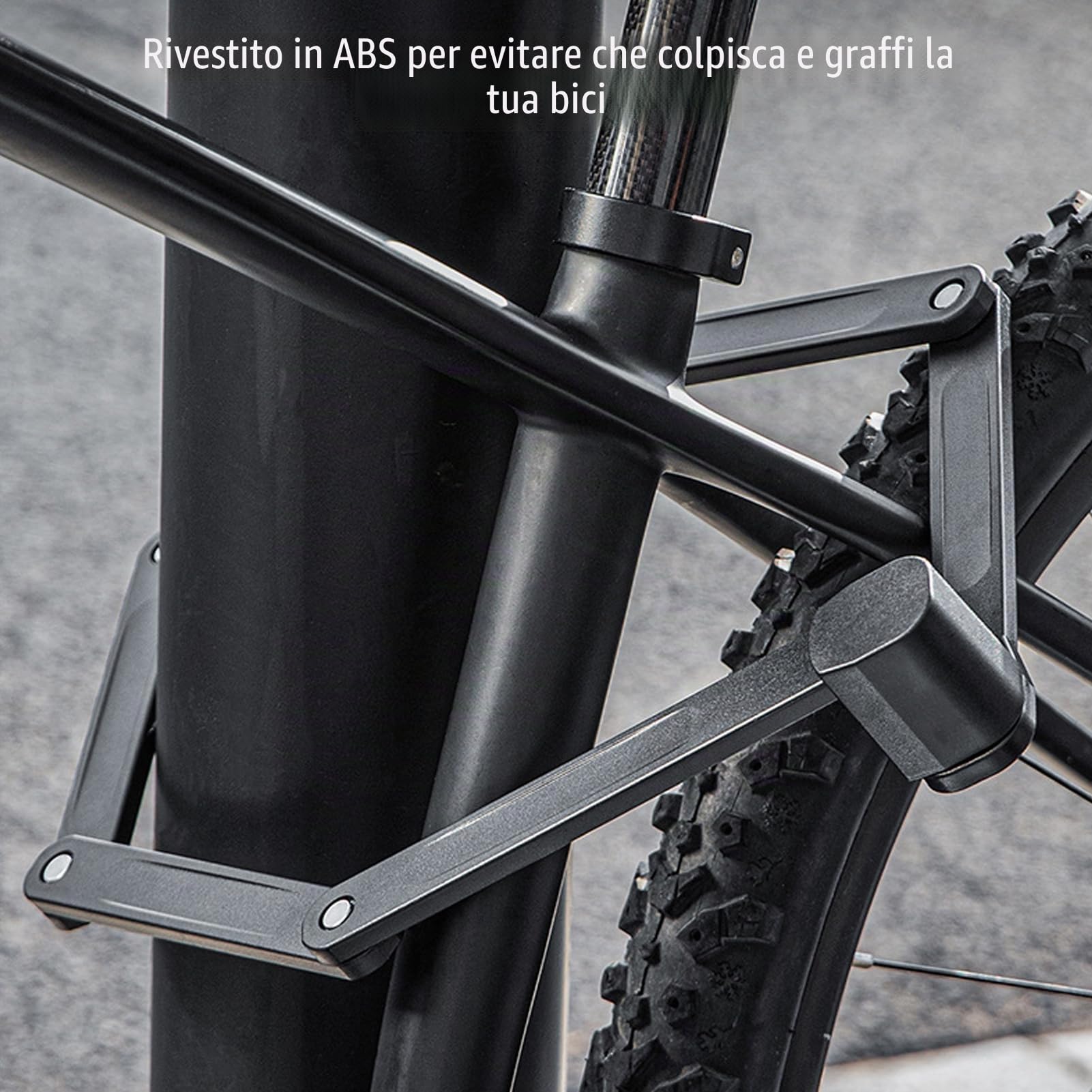 Lucchetto Pieghevole per Bici Lucchetto Pieghevole Portatile per Bici con Staffa di Montaggio e 2 Chiavi, Adatto per Biciclette, Scooter e motociclette (Lunghezza Massima da Aperto: 87 cm).