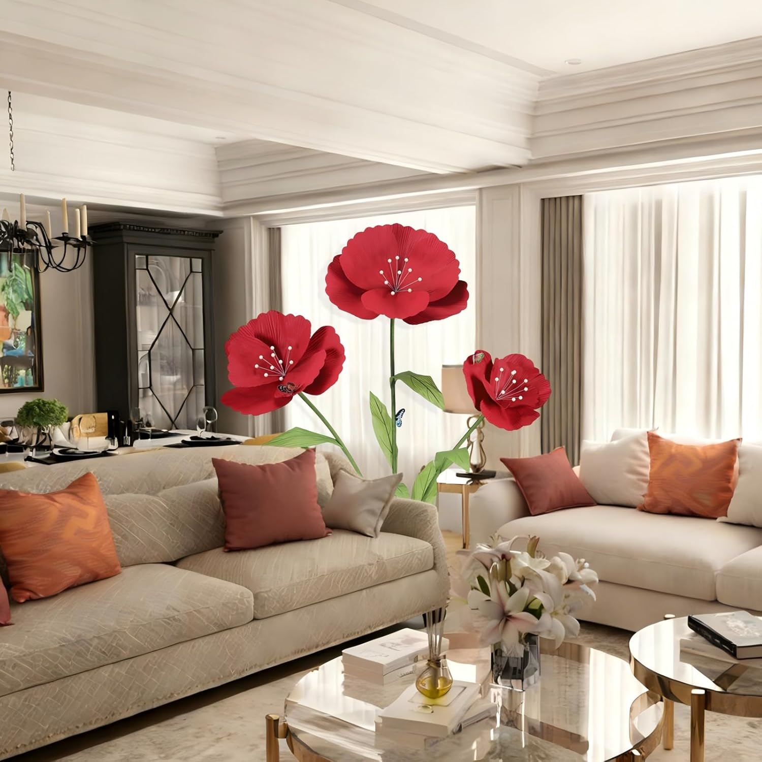 Giant Artificial Flowers for Decoration,Large Floral Decorations for Birthday Parties,Gardens,Hotels,Offices,Home Farmhouse Decor,Weddings,Art Galleries,Stores(Wine)