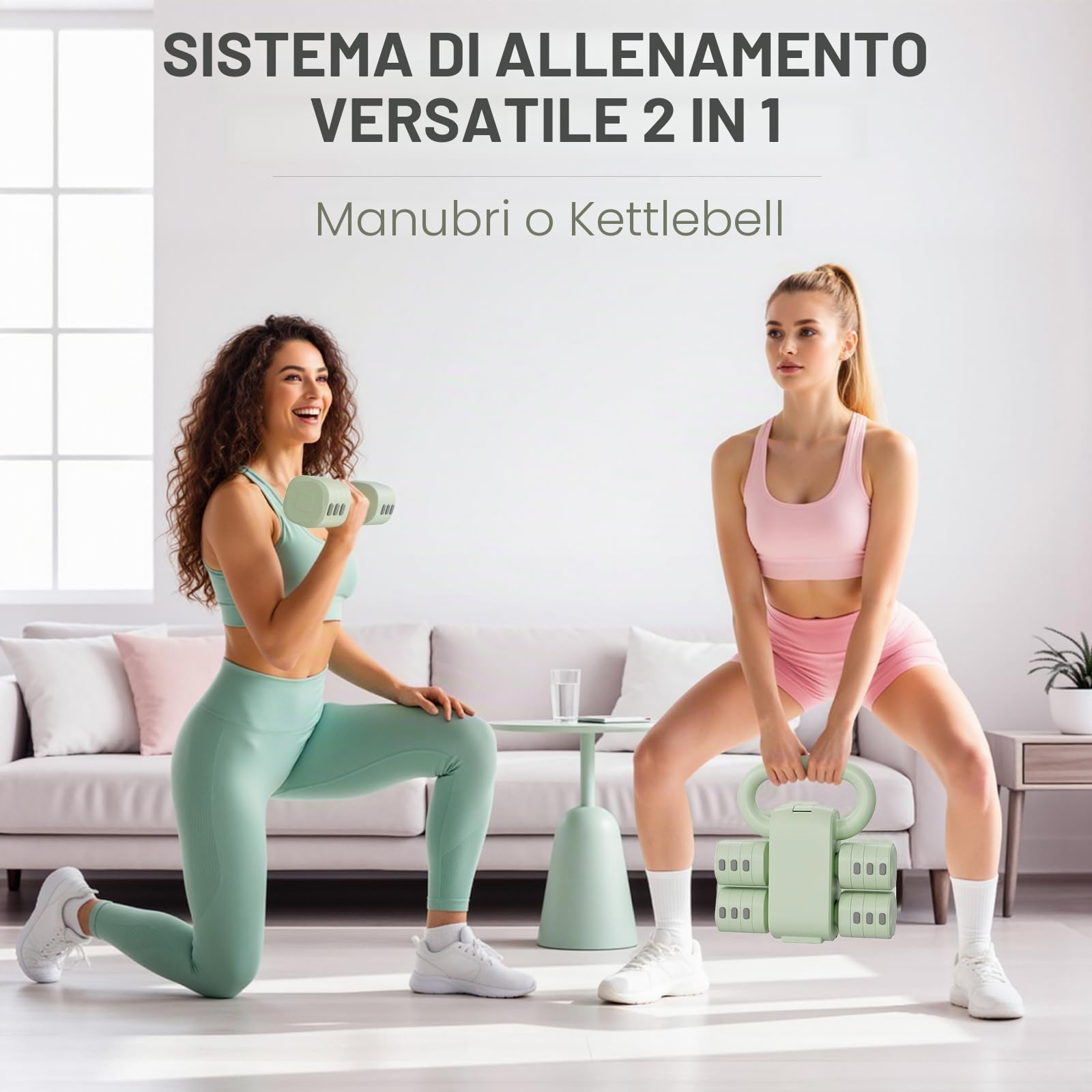 Set di 2 manubri regolabili da donna, 1-5 kg, set di 2 manubri 4 in 1, per donne e uomini, pesi per la palestra a casa, allenamento della forza a casa