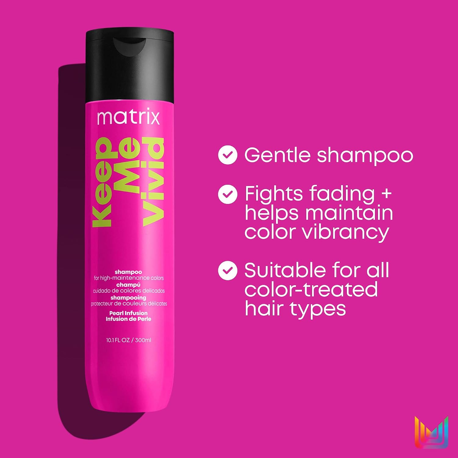 Matrix Keep Me Vivid Shampoo | Prolongs Color Vibrancy & Enhances Shine | Sulfate-Free | For Color Treated Hair | Gently Cleanses Hair | Salon Shampoo | Packaging May Vary