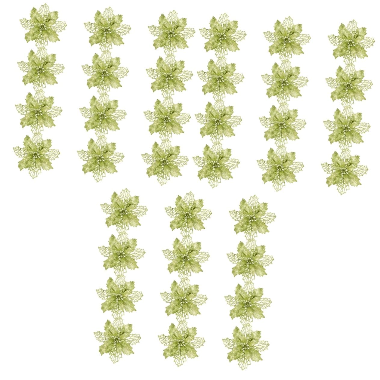 3 Ensembles de 12 pièces de Fleurs Creuses de Noël en Faux Poinsettia Ornements de Couronne de Noël Fournitures de Fleurs artificielles de Noël Guirlande Blanche décor 16c Poudre de Paillettes