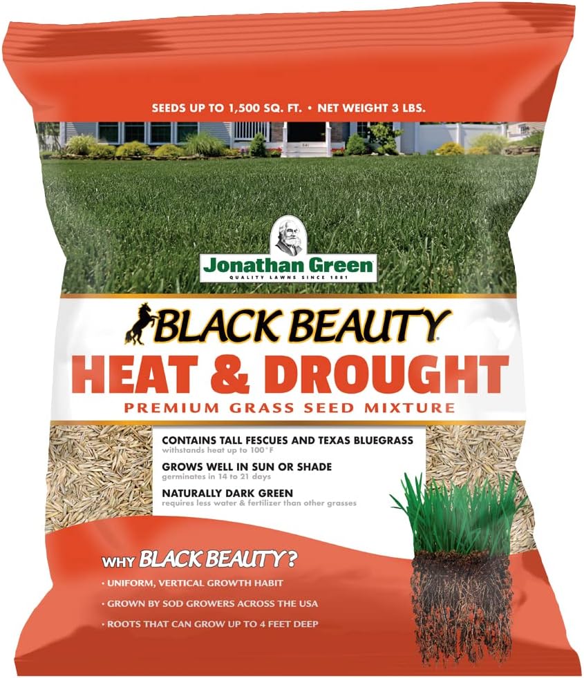 Jonathan Green (10514) Black Beauty Heat & Drought Resistant Grass Seed – Cool Season Lawn Seed (3 lb)