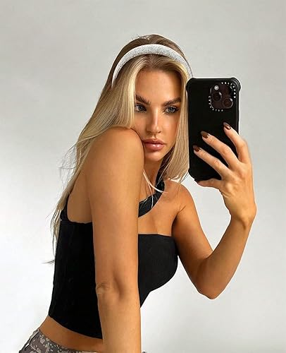 Miniatura 2 de Wecoe 3 diademas de diamantes de imitación para mujeres y niñas, brillantes con diamantes de imitación, color negro, plateado, diadema a la moda,