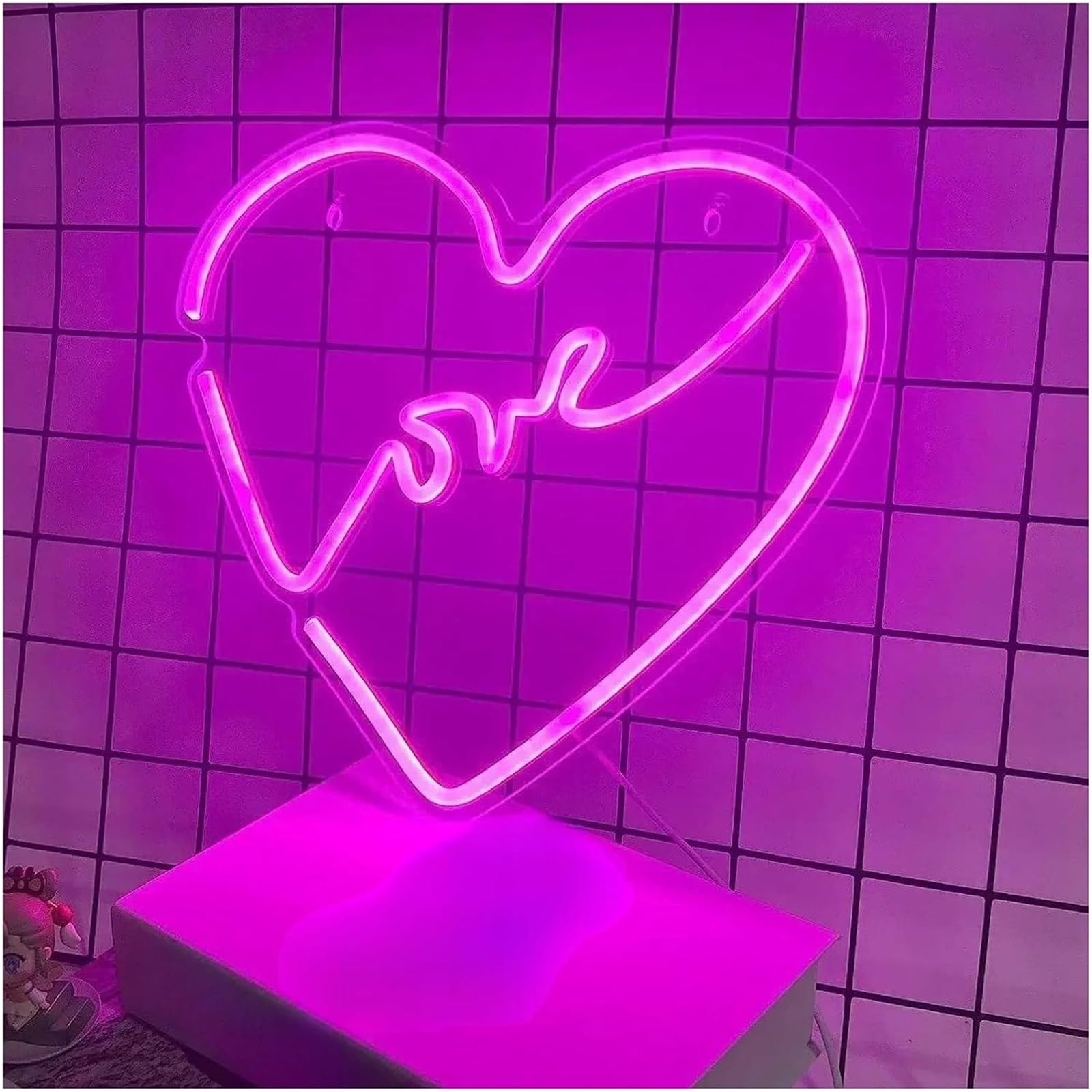 Luces de neón Letrero de neón "Love" con cargador, luz LED colgante para para fiestas, tiendas, hogar, dormitorio y decoración pared, 30,48 cm ×