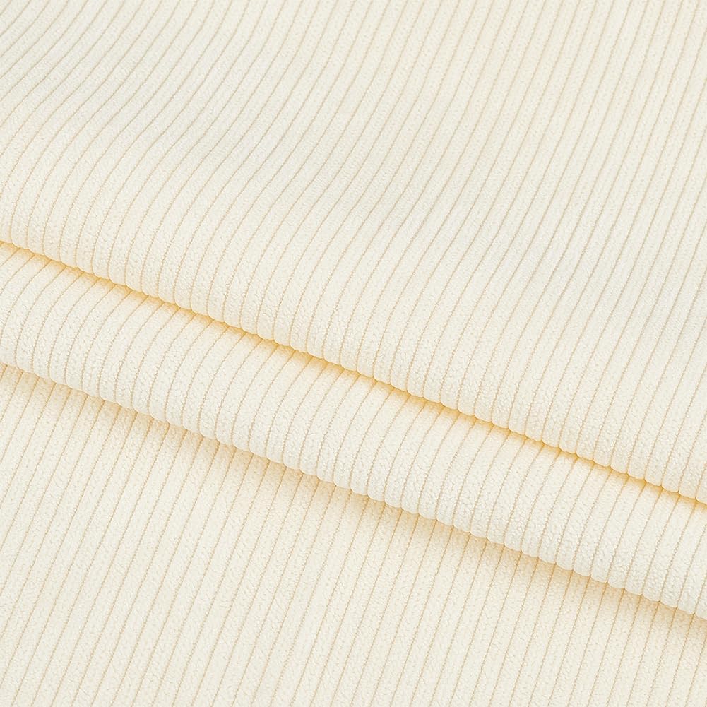 BENECREAT Cream White Corduroy Fabric, 100x155cm DIY Sewing Crafts Materials Corduroy Upholstery Fabric for Sewing Coat Shirt Dress Pants Costume Sofa DIY