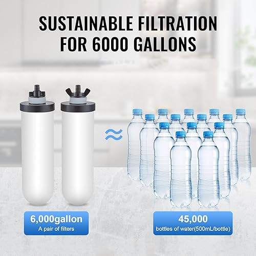 Miniatura 4 de VEVOR Sistema de filtro de agua alimentado por gravedad, sistema de filtración de agua para encimera de acero inoxidable 304 de 2.25 G, reduce el