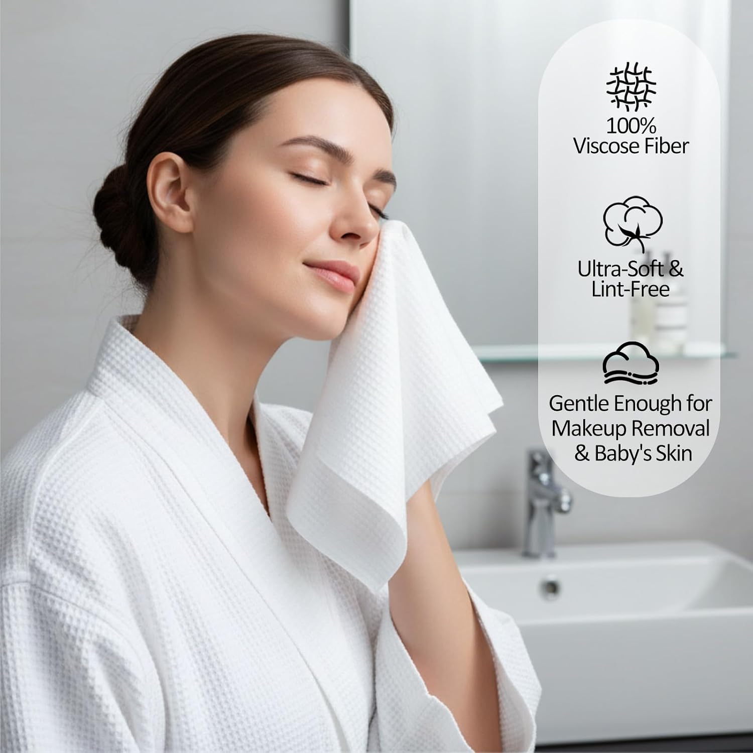 Feifeiya 8 Pack of 50 Disposable Face Towels Bulk, 10"×12" Face Towelettes XL, 100% Viscose Fiber, Thick Soft Facial Towelettes for Women Skin Care, Cleansing, Personal Hygiene