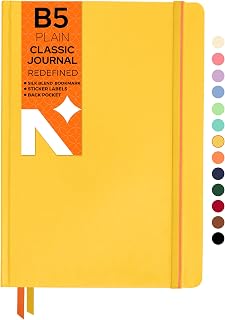 NEORAH - B5 Plain Notebook - Yellow Journal - 160 Pages- 110 GSM- (250 x 175 mm) - 2026 Office Notebook, Hardcover - Completely Handmade, BUJO, Diary-YELLOW