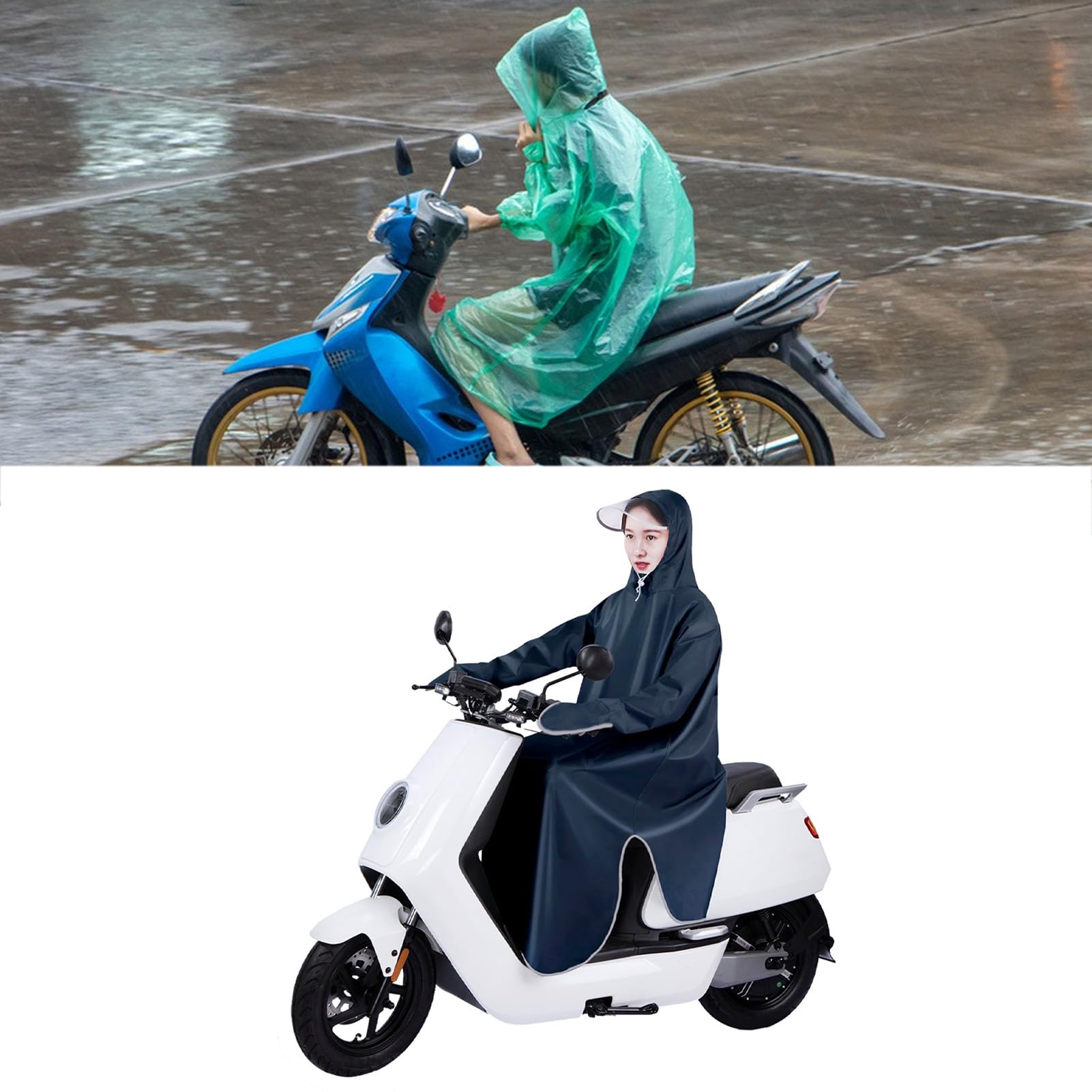 Cappotto Impermeabile per Moto, Poncho Antipioggia Moto Mantella da Pioggia per Bicicletta Unisex Giacca da Antivento Resistente Rughe Riutilizzabile Ciclismo Adulto Scooter Mobilità