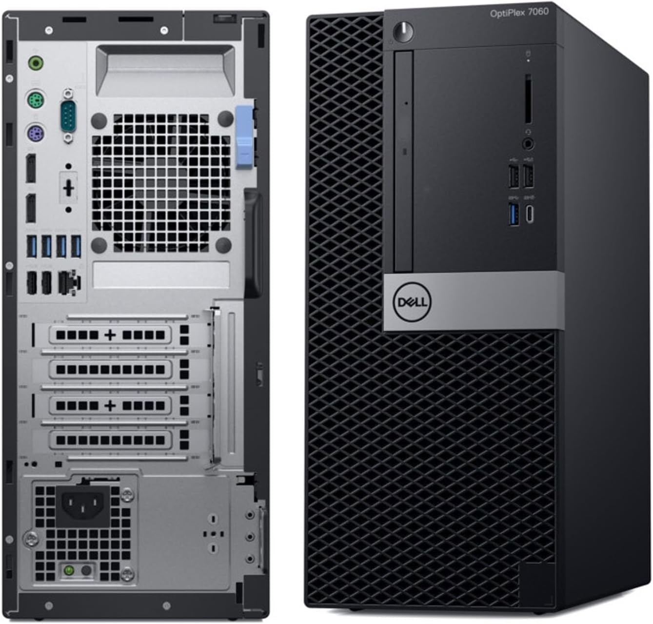 Dell Optiplex 7060 MT, Micro Tower Desktop PC, Intel Core i7-8700T, 16 GB RAM, 512 GB SSD, WiFi & Bluetooth, Tastiera US QWERTY, Windows 11 Pro (Ricondizionato)