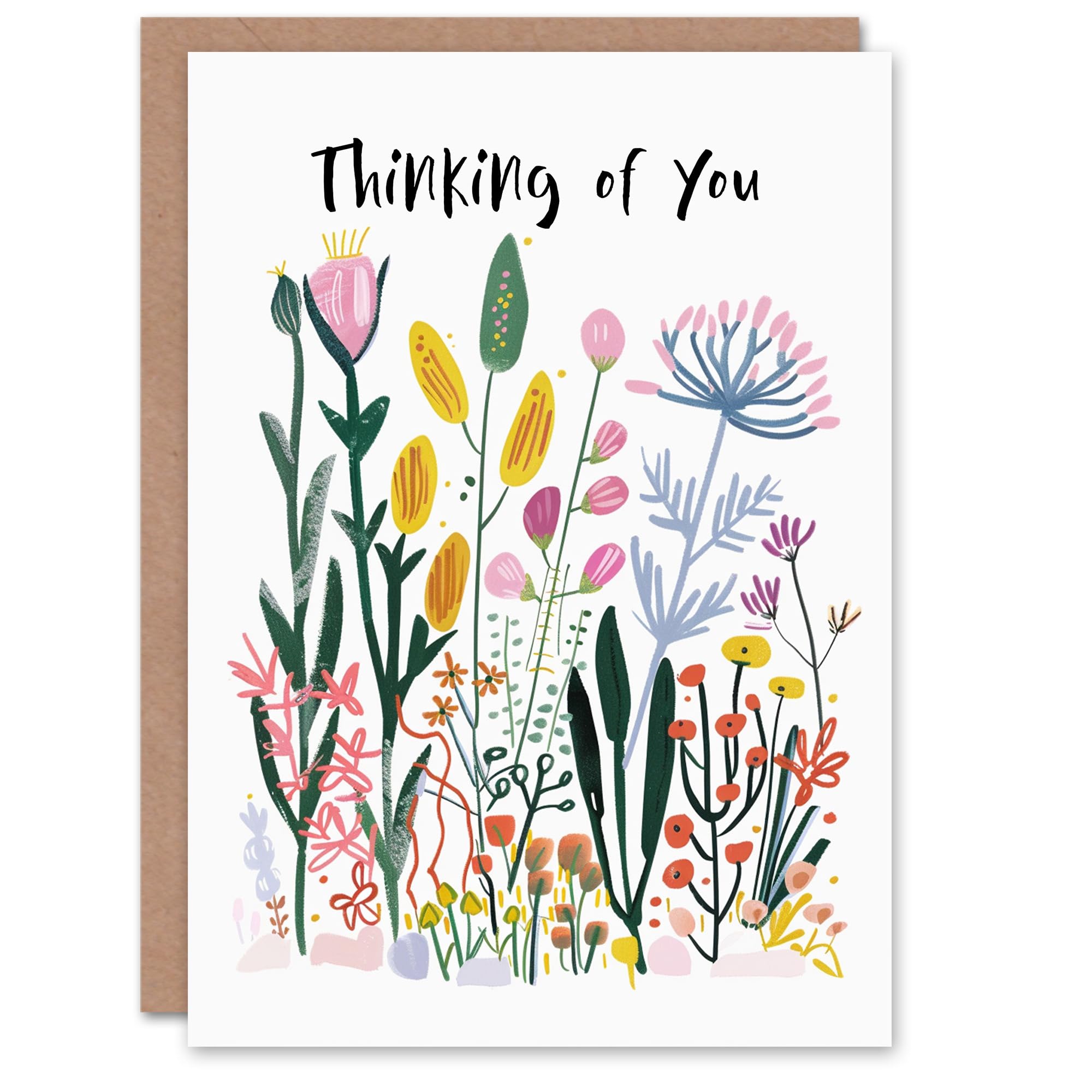 Artery8 Get Well Card Thinking Of You Bright Wildflower Drawing For Her Gran Sister Niece Daughter Wife Woman Greeting Card
