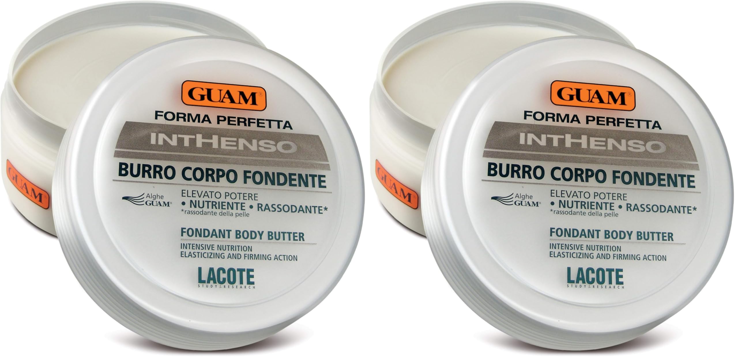 Guam, Inthenso Körperbutter Zart Schmelzend, Körpercreme mit Hoher Nährender und Straffender Wirkung, für Trockene und Dehydrierte Haut, Made in Italy, 250 ml Packung (Packung mit 2)