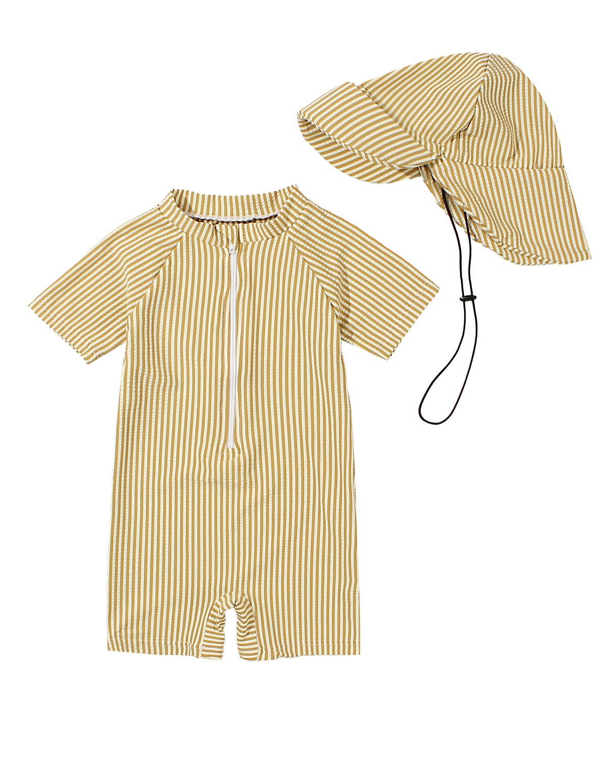 JiAmy Maillot de bain pour bébé garçon avec chapeau de soleil Protection UV Maillot de bain une pièce Maillot de bain Vêtements