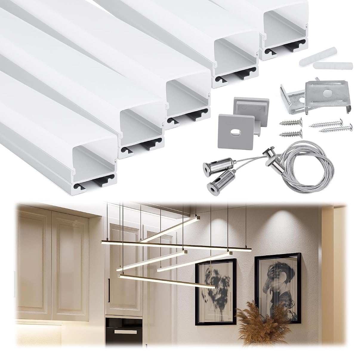 Muzata LED Channel Diffuser - 5Pack 3.3FT Silver Aluminum U116 with Milky White
