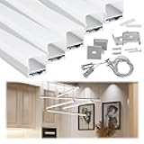 Muzata 5Pack 3.3FT/1M Spotless LED Channel with Hanging Wire No Hot Spots Silver Aluminum LED Strip Diffuser Channel with Milky White Cover U116 WW 1M