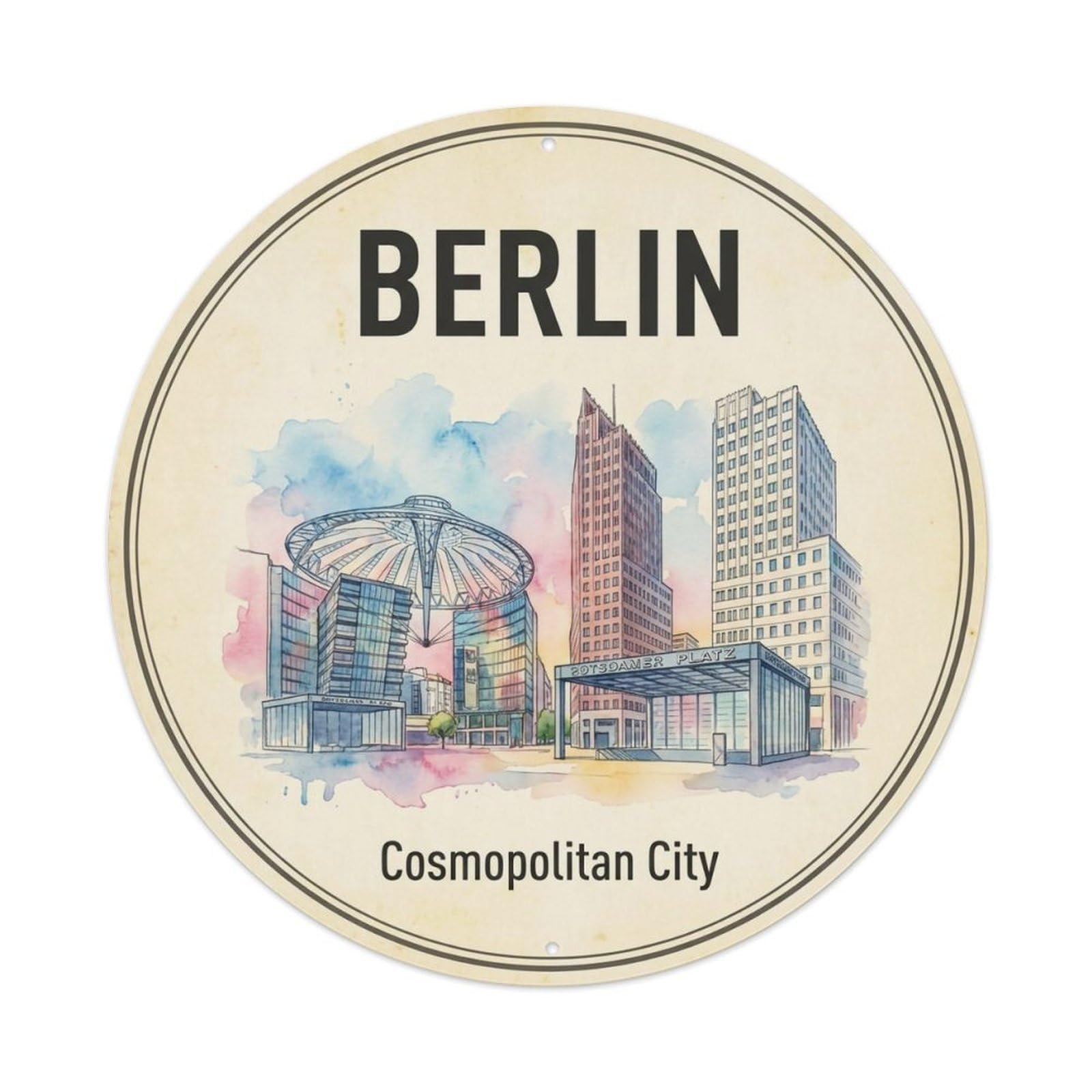 Yrnq 8X8inch Vintage Style Vintage Travel Berlin Germany Reminiscence 1 Metal Tin Sign