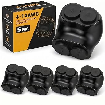 5 Pcs 2 Port Insulated Multi Tap Connector 4-14 Awg Wire Connector