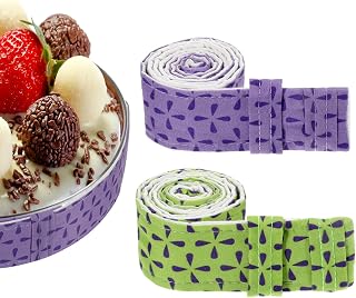 2 PCS Cake Strips for Even Baking Bake Even Strips for Cake Pans Cakes Baking Wraps Bakery Accessories for Bakery, Kitchen, Restaurant, Baker, Purple, Green
