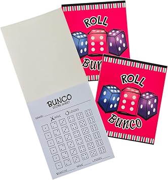 Bunco Score Sheets - 3 Tablets With 50 Sheets Each. Colorful Roll Bunco Score Pads for Up to 6 Rounds