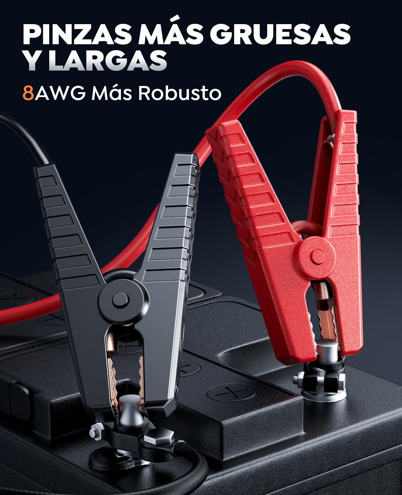 TREKURE Arrancador de Baterias de Coche 9000A (12L Diésel y Todo Gasolina), Arrancador de Coches Portátil con 18W Carga Rápida, 12V Jump Starter con Pinzas Reforzadas y 800 LM Linterna LED