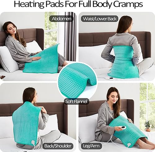 Miniatura 3 de Almohadilla térmica XXL para aliviar el dolor de espalda y calambres, almohadilla caliente con 10 ajustes de calor, 6 temporizadores de apagado