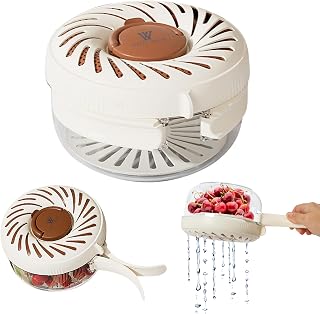 Fruit Washing Bowl with Strainer - Fruit Washer Drain Basket with Foldable Handle and Ice Box, 2 in 1 Vegetable Cleaning Colander, Multifunctional Fridge Storage Container for Kitchen Picnic