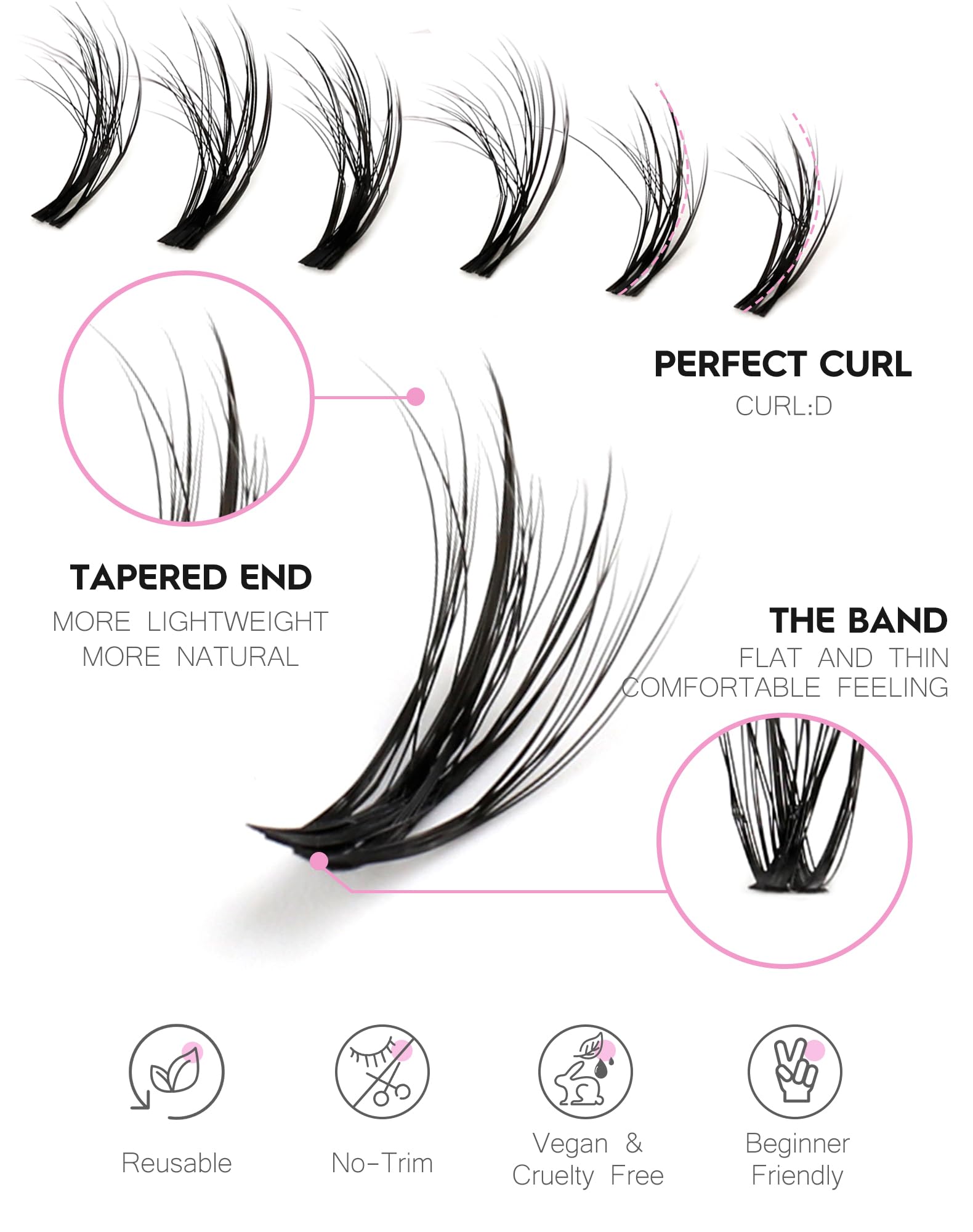 Natural Wispy Lash Clusters Eyelash Extensions - 7 works Fluffy C D Curl Jiocolor Volume Individual Lashes for DIY at Home - Image 2