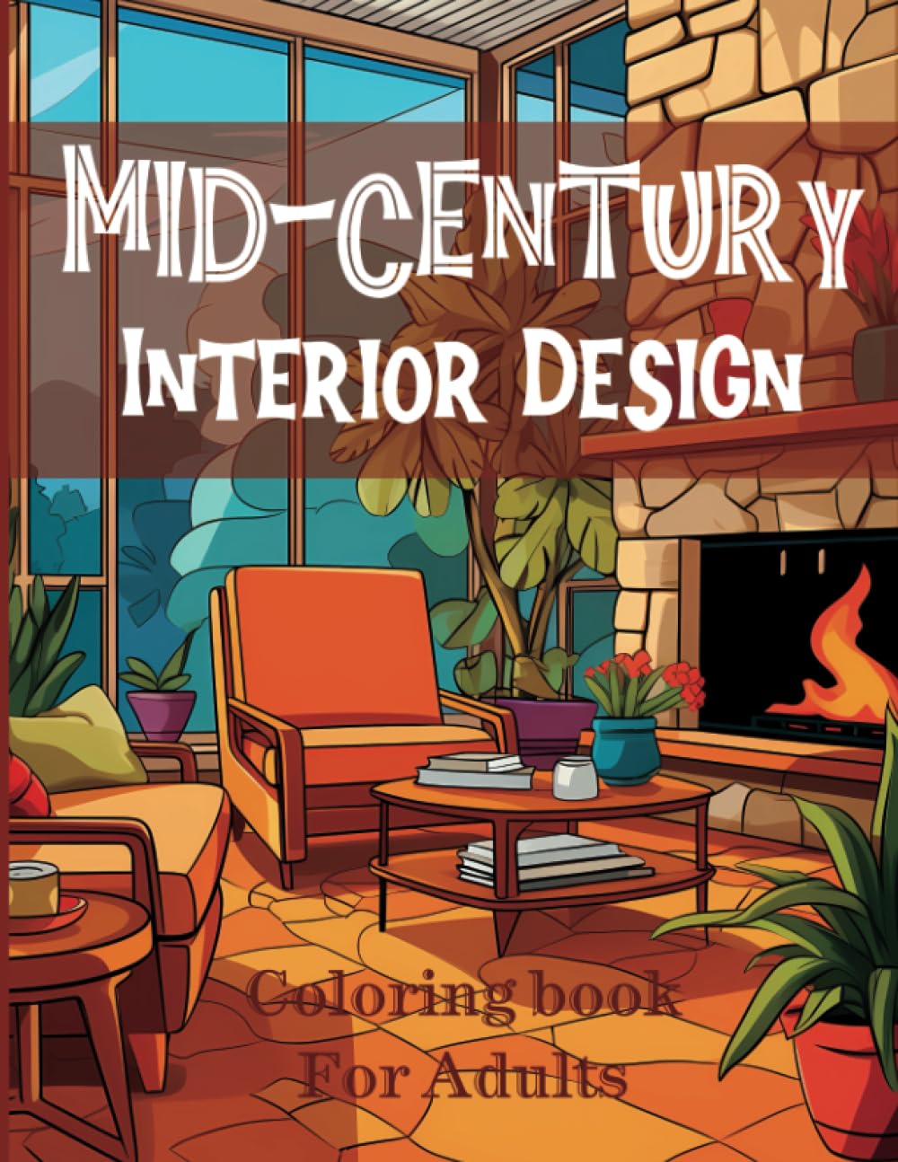 Mid-Century Interior Design Coloring Book for Adults: Cozy Retro and Modern Home Illustrations, Relaxing and Comfortable Rooms to Color In
