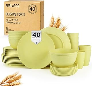 Wheat Straw Dinnerware Set 40-Piece Service for 8 Unbreakable Dishes Set...