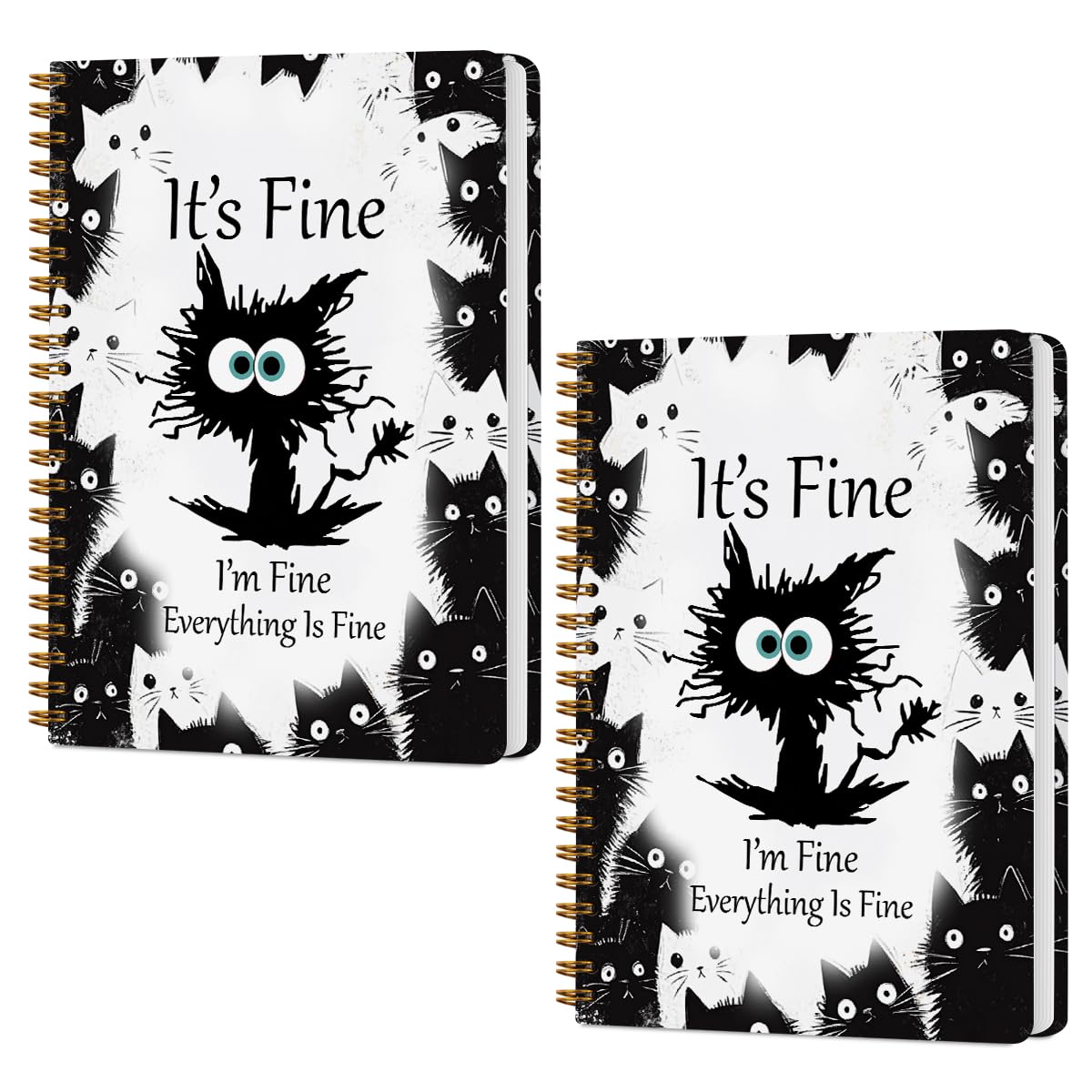 2 pcs funny cat spiral notebook cute funny gifts journaling notebooks for work college ruled notebook journal office classroom supplies motivational cat themed gifts for women coworkers