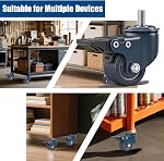 1.6 Inch M8 Stem Caster Wheels, Metric M8-1.25 Threaded Stem Casters Set of 4 Heavy Duty 450LBS Load, Locking Brake Swivel Small Castor Wheels for Furniture Carts Wire Shelving Workbench
